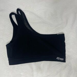 DKNY Black Asymmetrical Sports Top